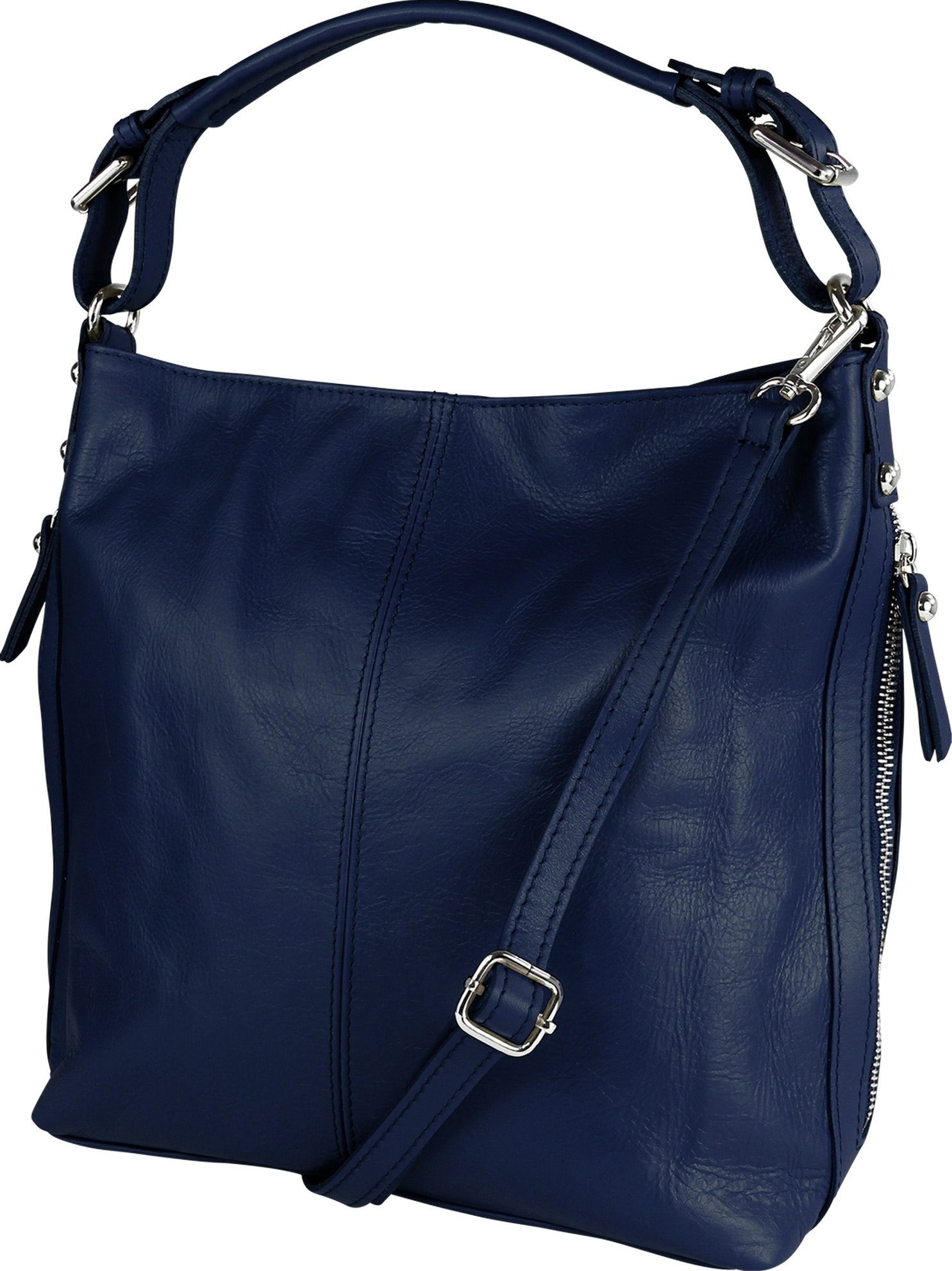 Toscanto Beuteltasche Toscanto Damen Beuteltasche Shopper Leder (Beuteltasche), Damen Beuteltasche, Shopper Leder, blau, Größe ca. 35cm