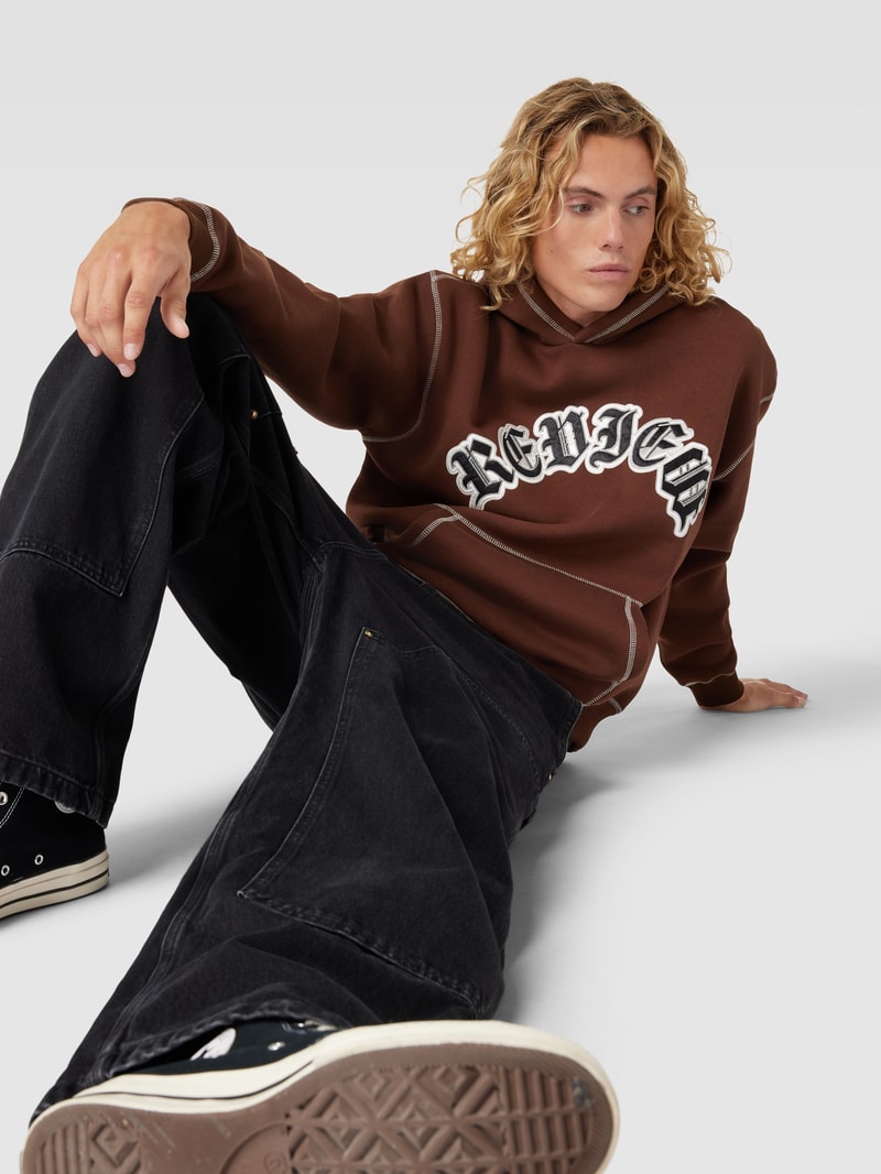 Hoodie mit Label-Stitching in dunkelbraun