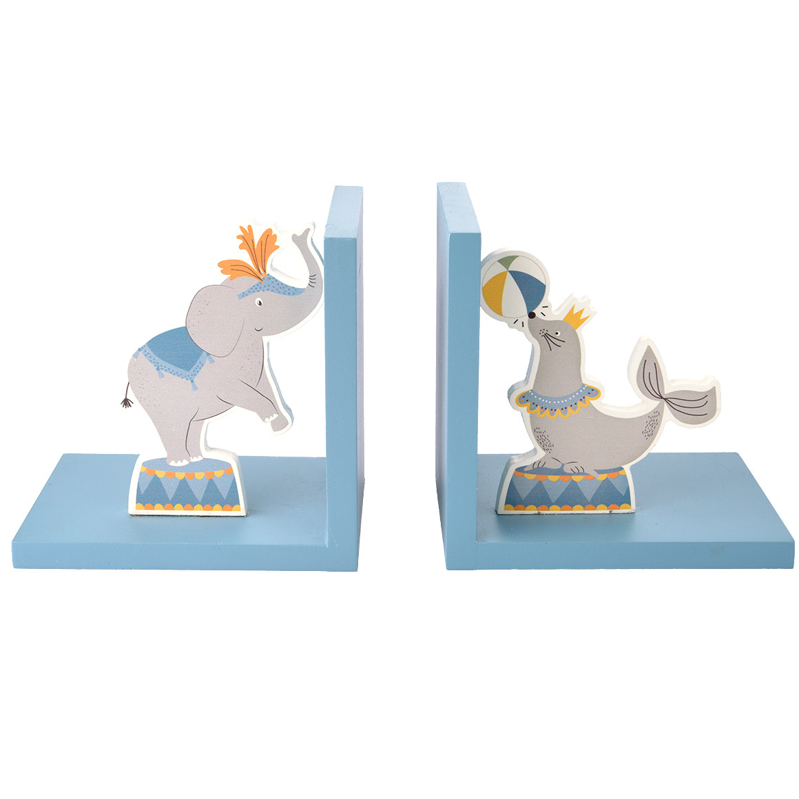2er Set Buchstützen mit Zirkus-Motiv