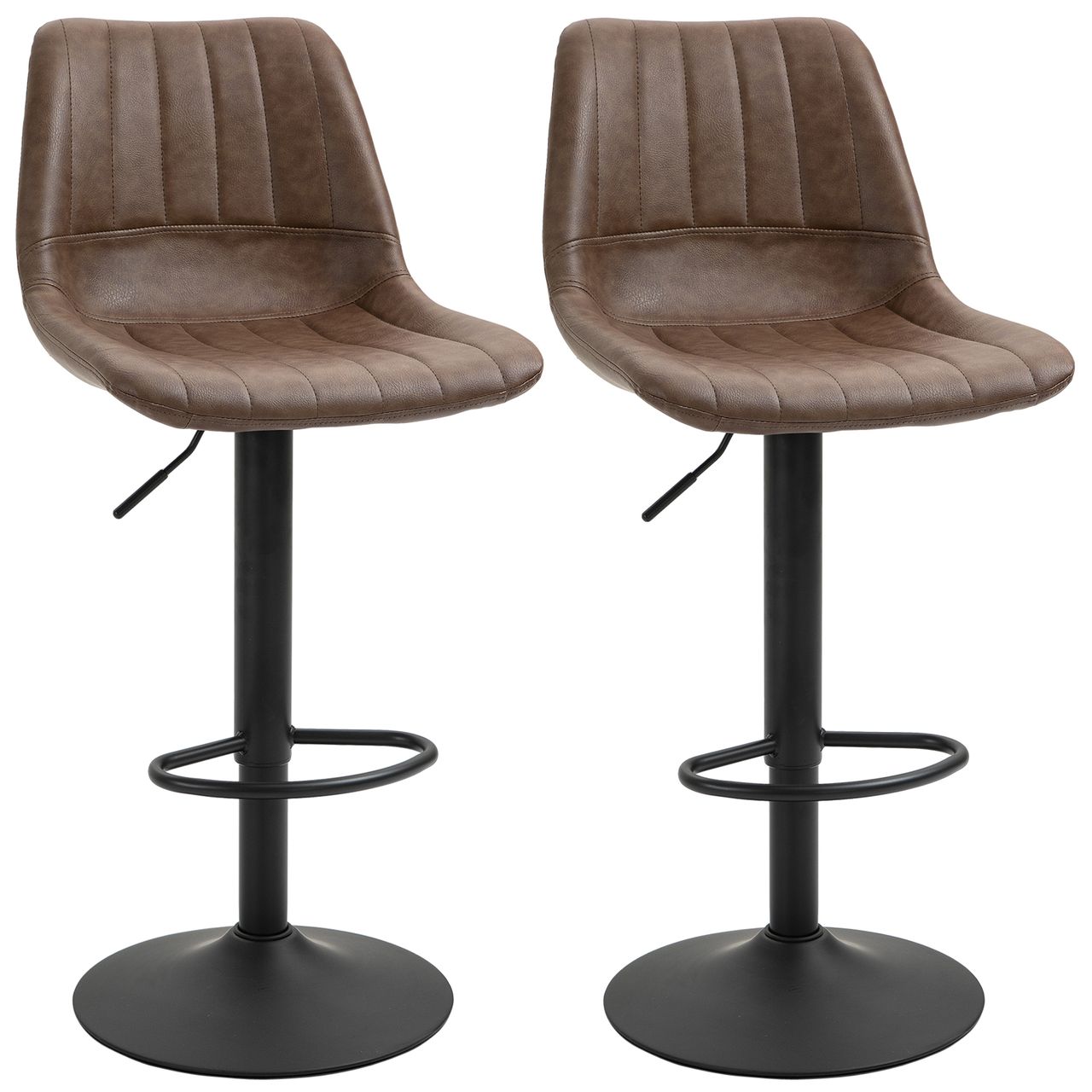 HOMCOM 2er Set Barhocker 91-111 cm Höhenverstellbarer Küchenhocker mit Fußring