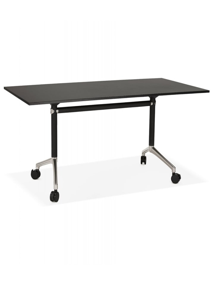 KADIMA DESIGN Klappschreibtisch aus Aluminium mit Melaminholzplatte | Elegant in Schwarz günstig kaufen