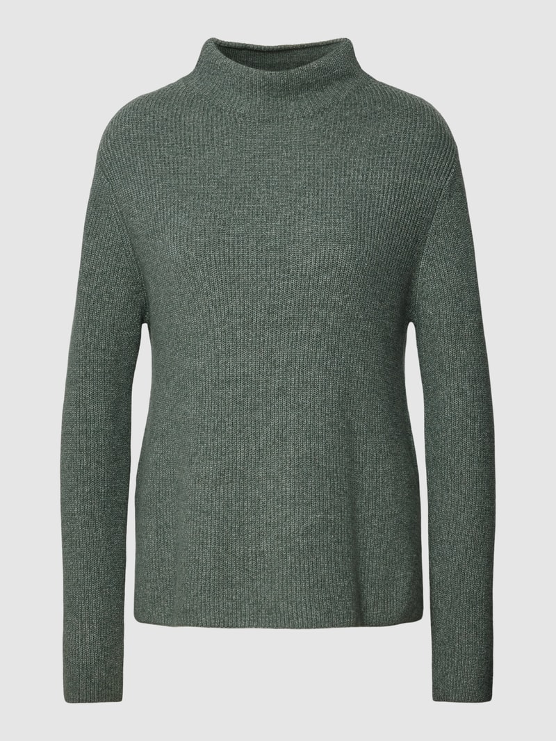 Strickpullover mit Turtleneck in dunkelgrün meliert