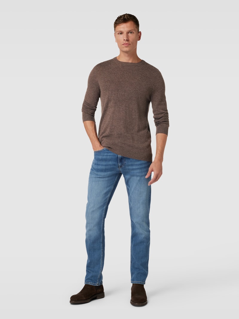 Strickpullover in melierter Optik in dunkelbraun meliert