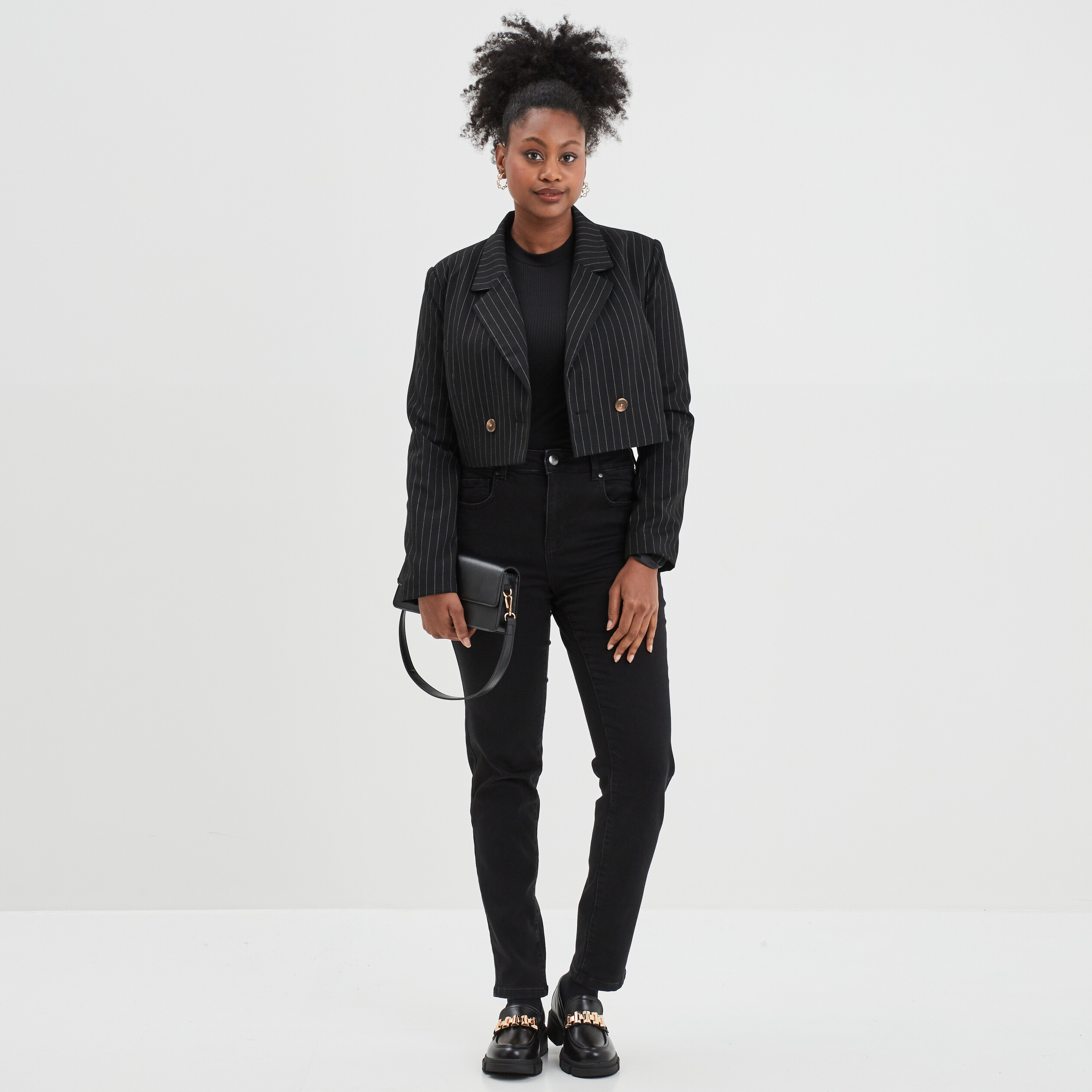 Veste blazer cropped Liberto noir femme | La Halle