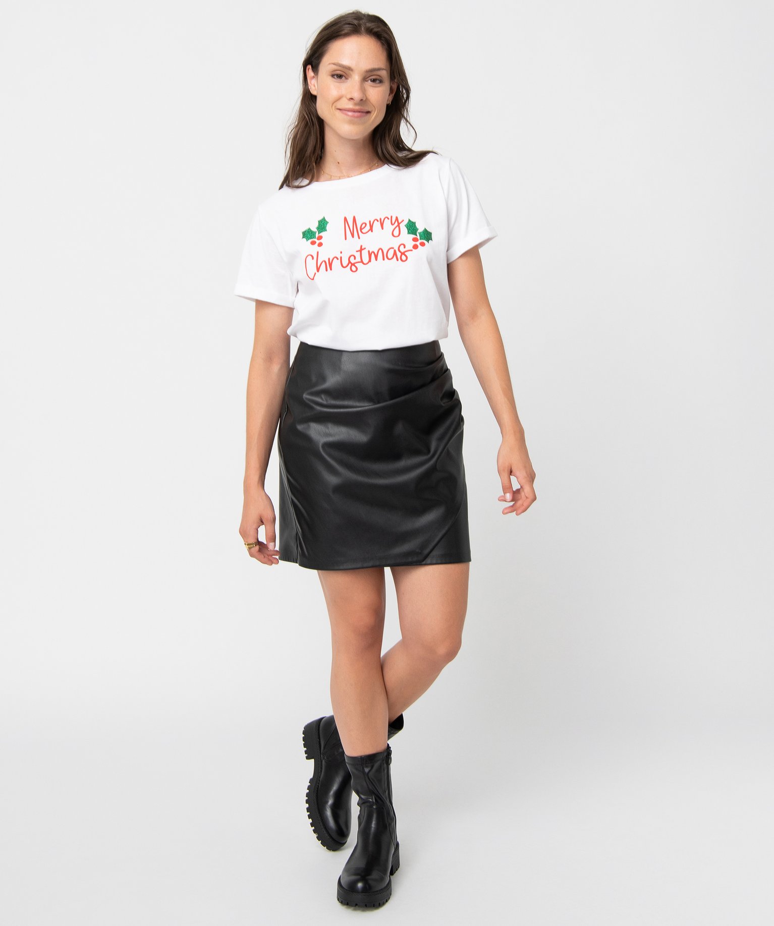 Tee-shirt femme à manches courtes spécial Nol blanc | GEMO