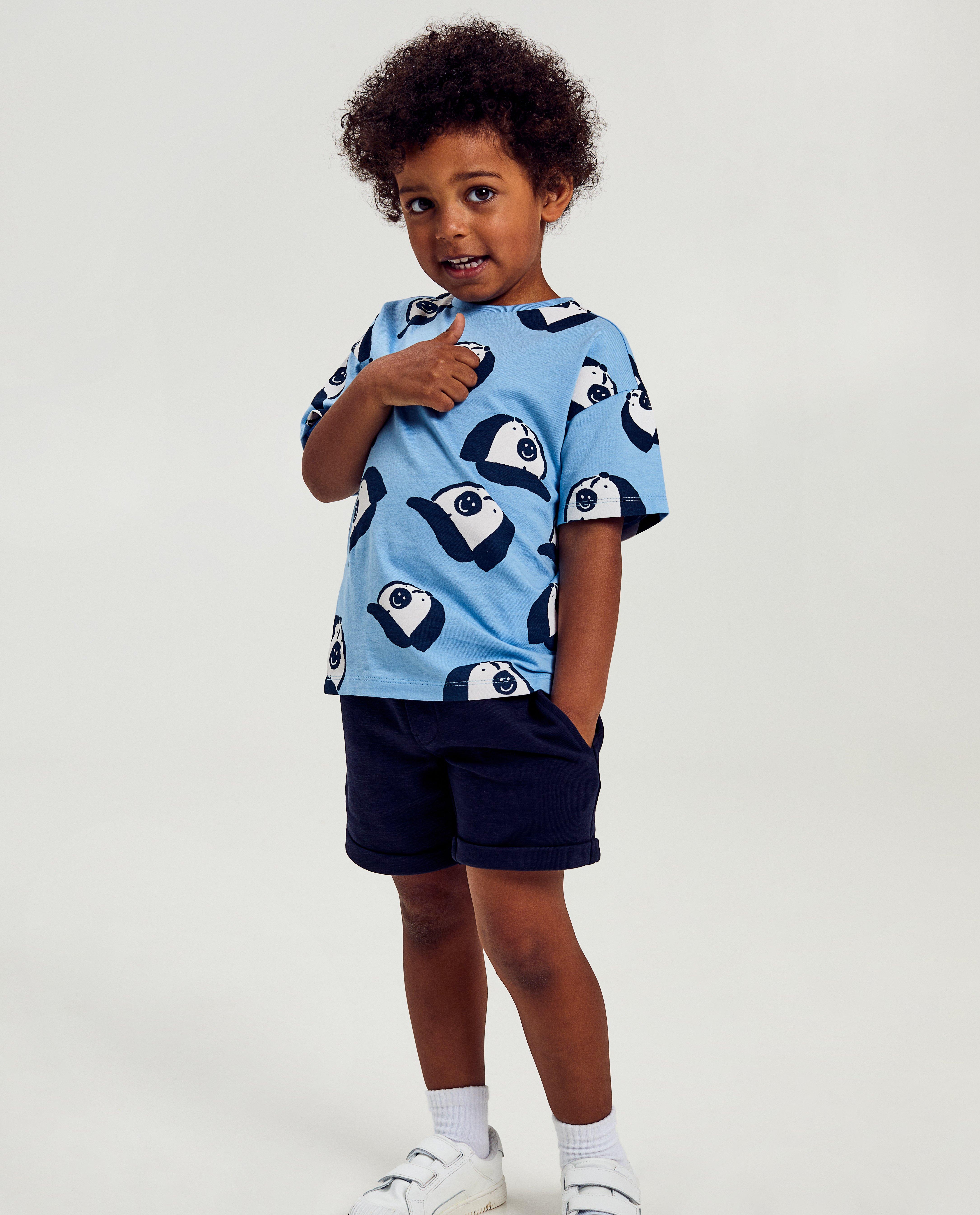 Tricou Kidz Nation cu imprimeu de șapcă albastru