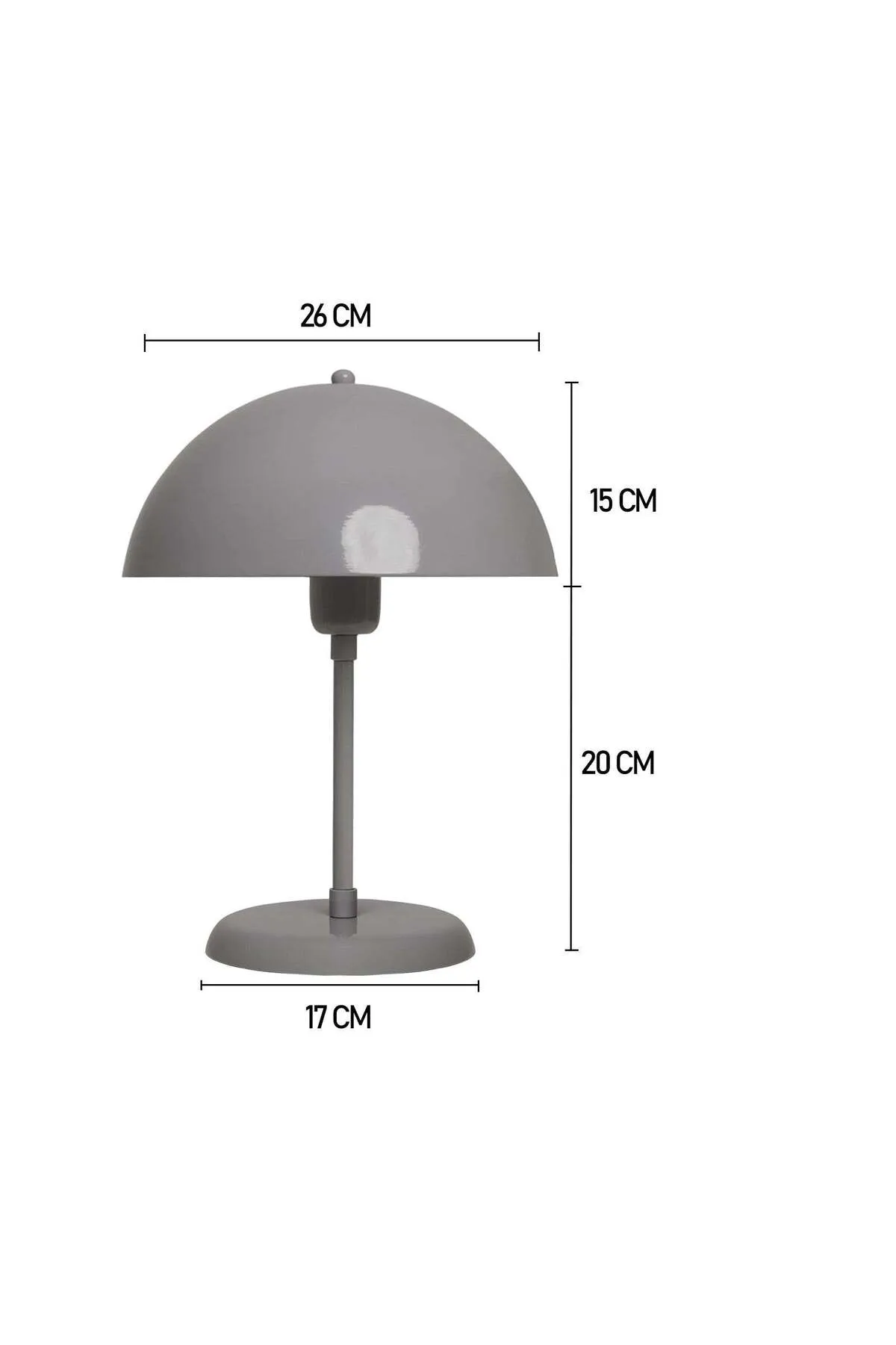 Bamyum  Lipeo Kleine Tischlampe 30cm, Pilzlampe Metall, Graue Lampe