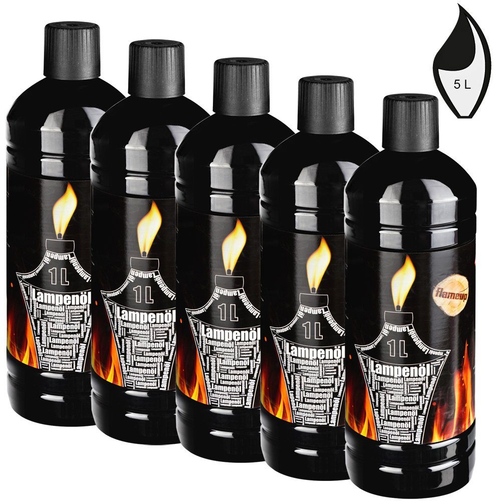 Flameup Lampenöl 5 L Lampenöl Gartenfackel neutral klar Petroleumlampe Öllampe Laterne, 5 l