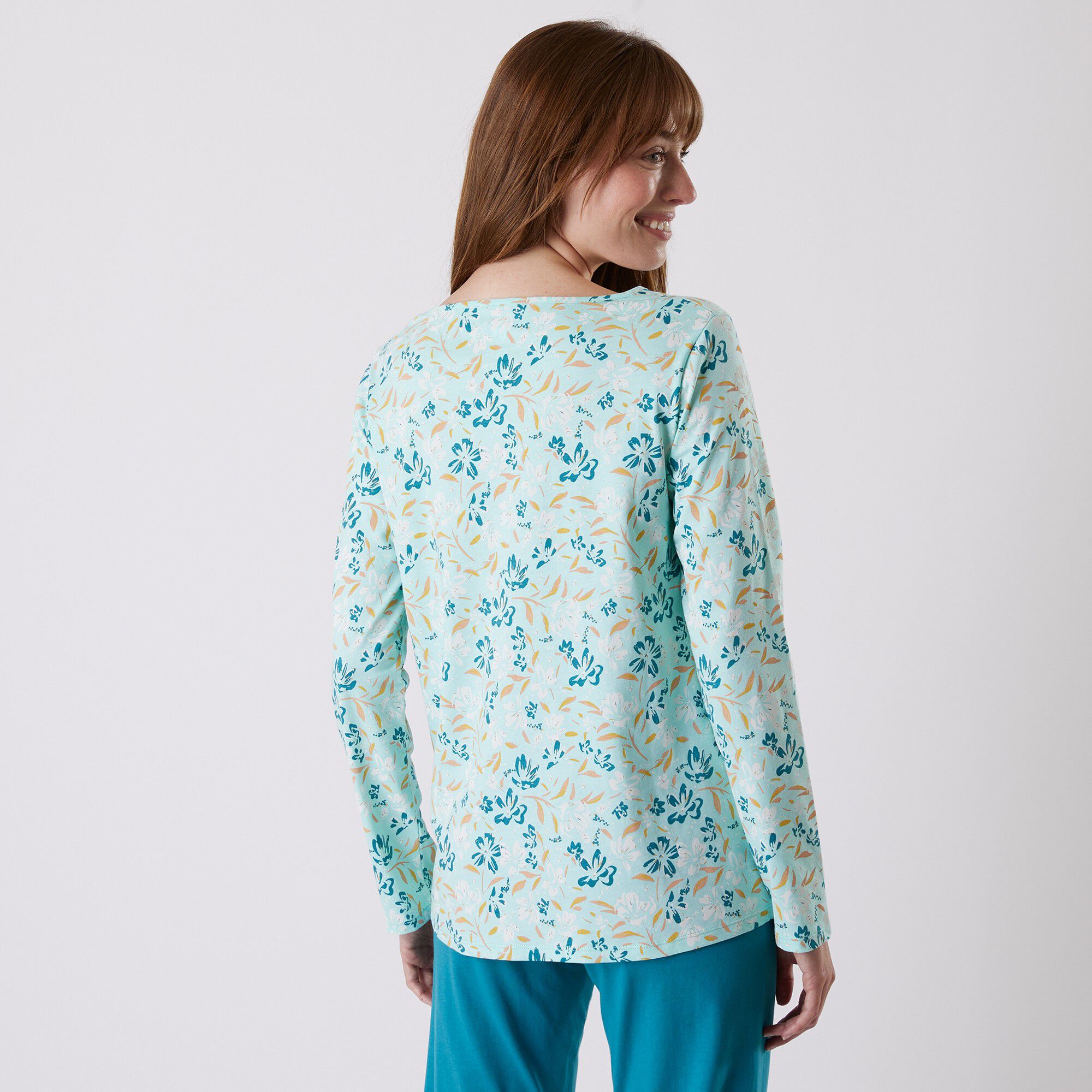 Tee-shirt pyjama manches longues imprimé floral