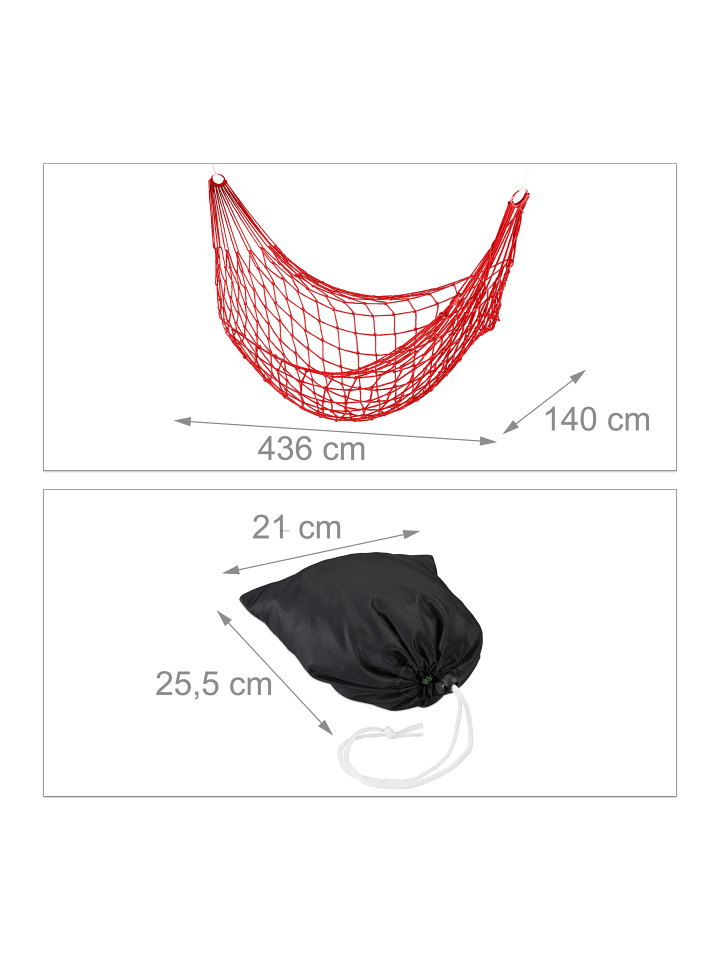 relaxdays Netzhängematte in Rot günstig kaufen onesize