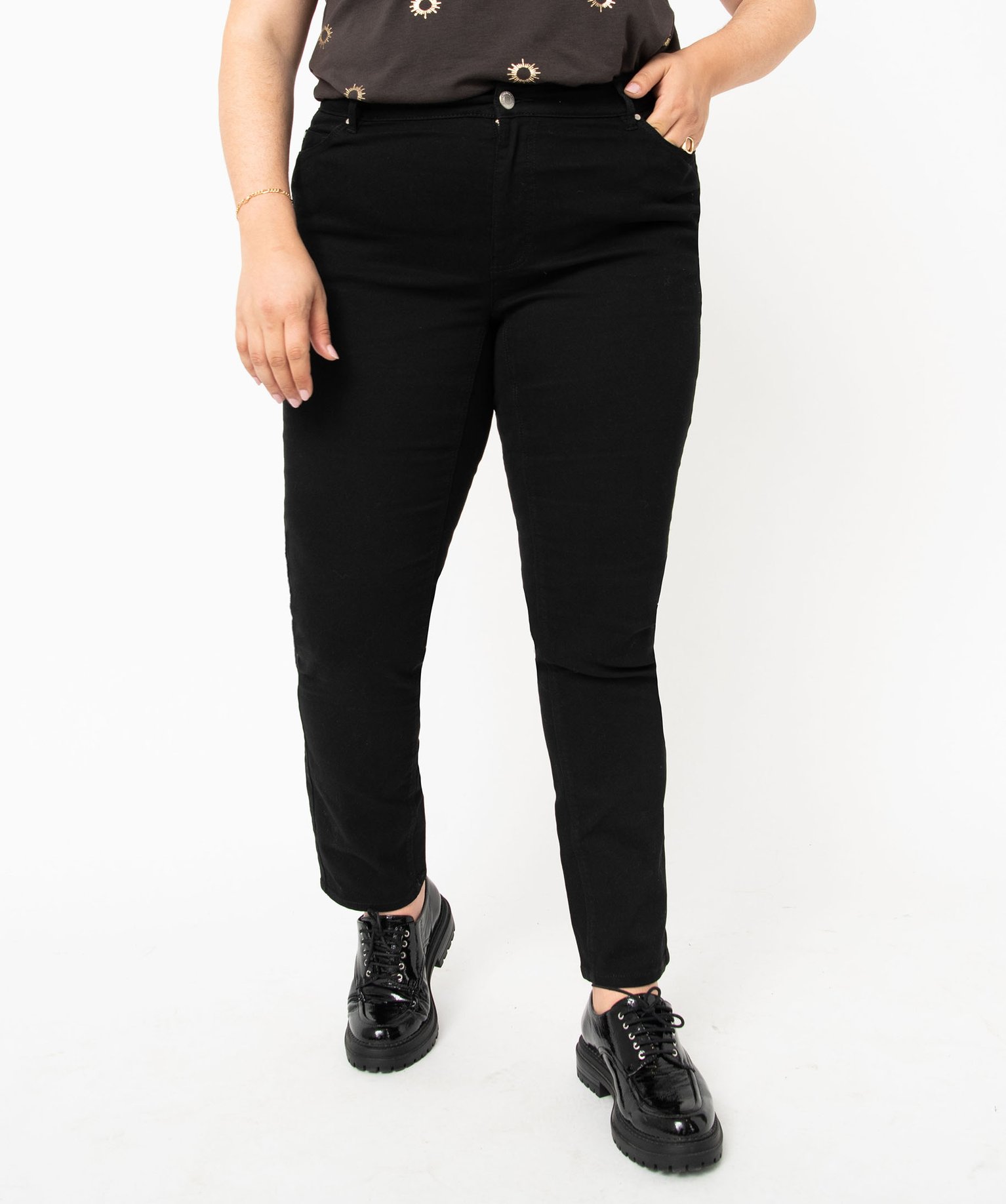 Pantalon femme grande taille coupe Regular noir | GEMO