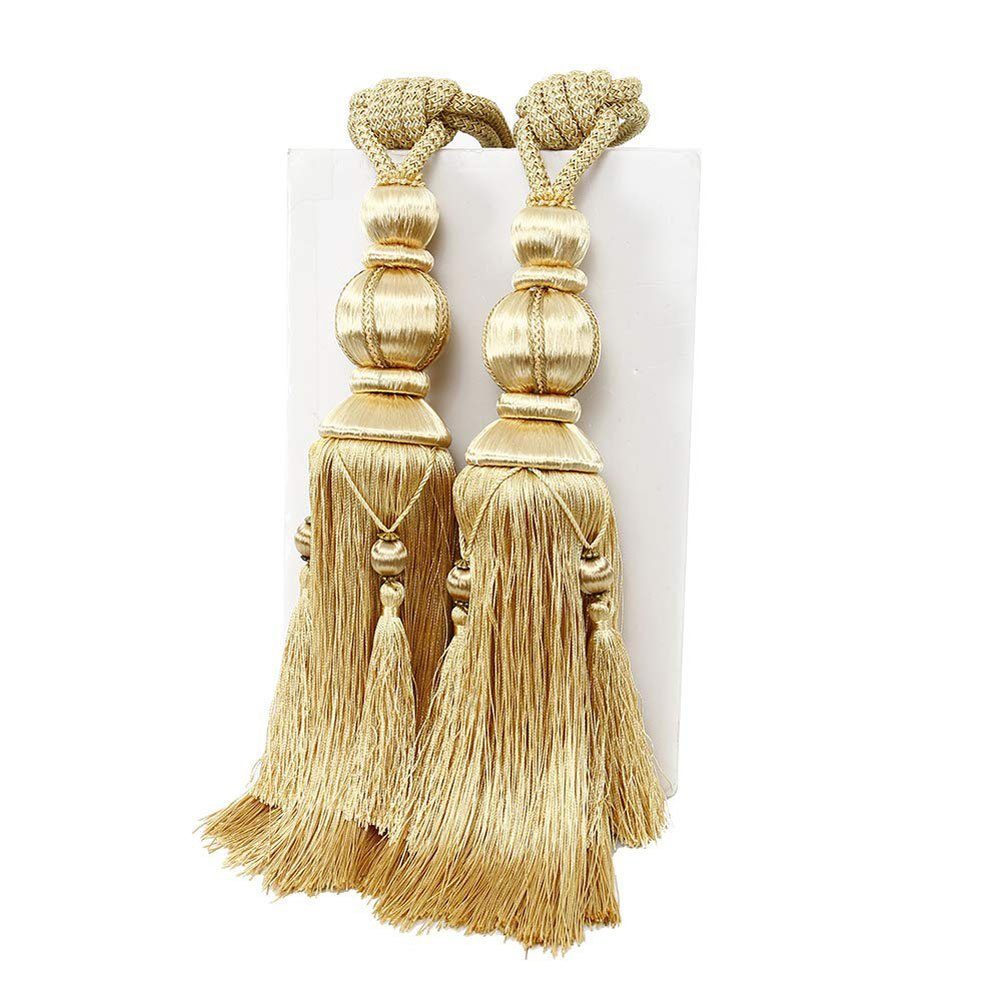 Raffhalter Vorhang-Krawatten aus Seil handgefertigt Quaste,Gold, Sarfly, (2-tlg)