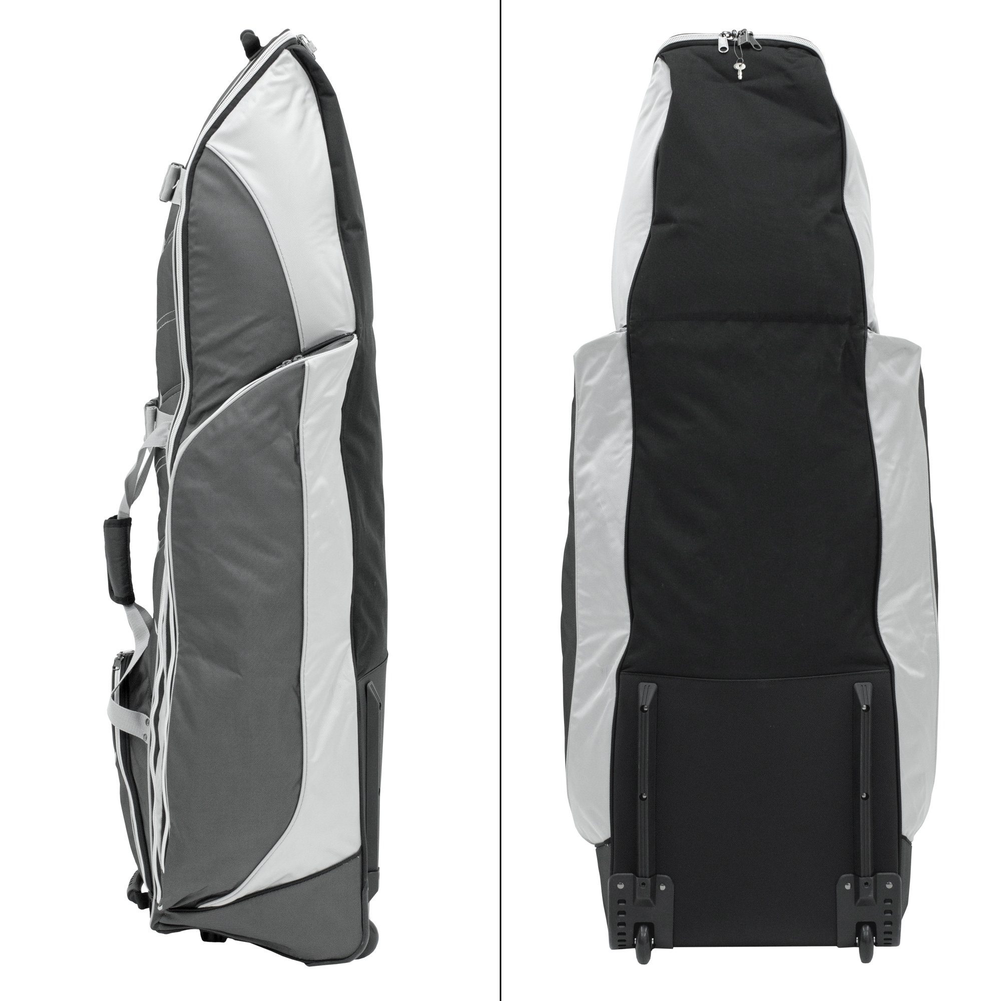 ECD Germany Golftrolley Reisetasche Cart Bag Golftasche Golfbag Standbag Golfreisebag Cartbag, Fast Fold Unisex 3.0 Schwarz/Silber Reißverschlusstaschen Tragegriffe