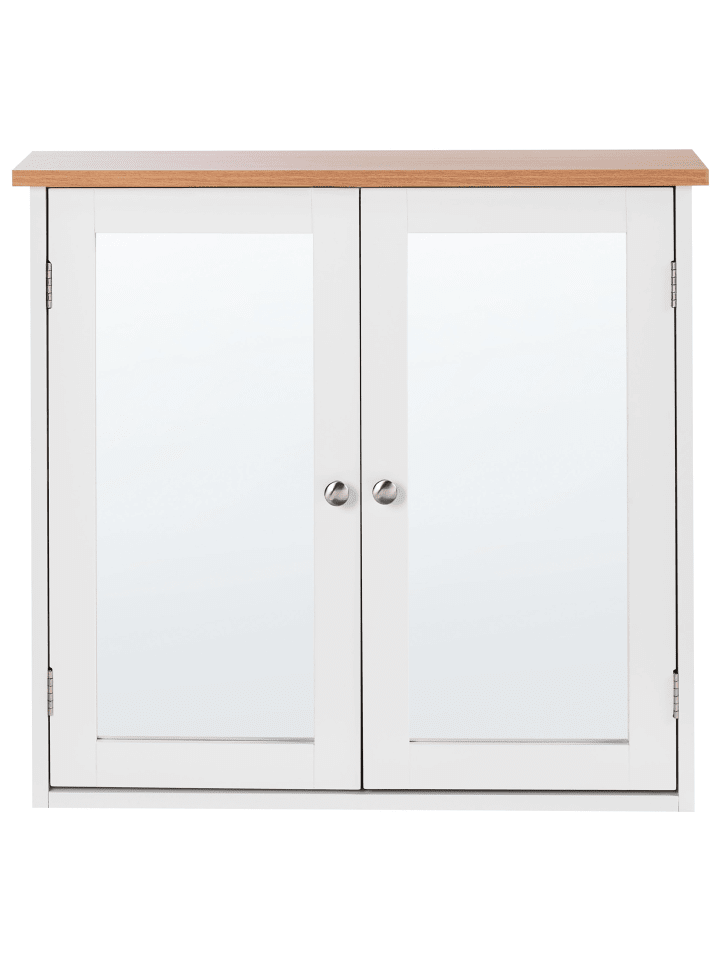 Beliani Bad-Spiegelschrank ALAMOS in Weiß/Heller Holzfarbton günstig kaufen onesize