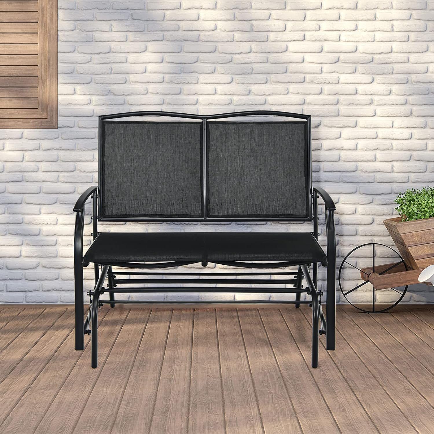 KOMFOTTEU Gartenbank Schaukelbank, 2-Sitzer, bis 180kg, 105 x 71,5 x 93 cm