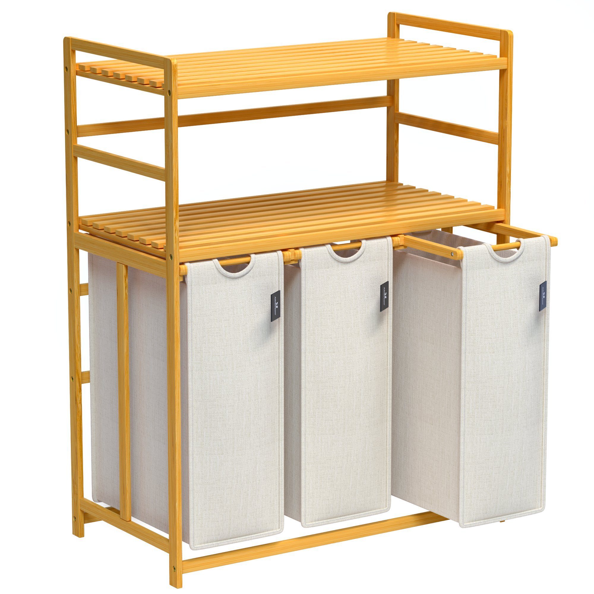 AdelDream Wäschekorb 150 l, 3 Fächer, 2 Regale Wäschesortierer