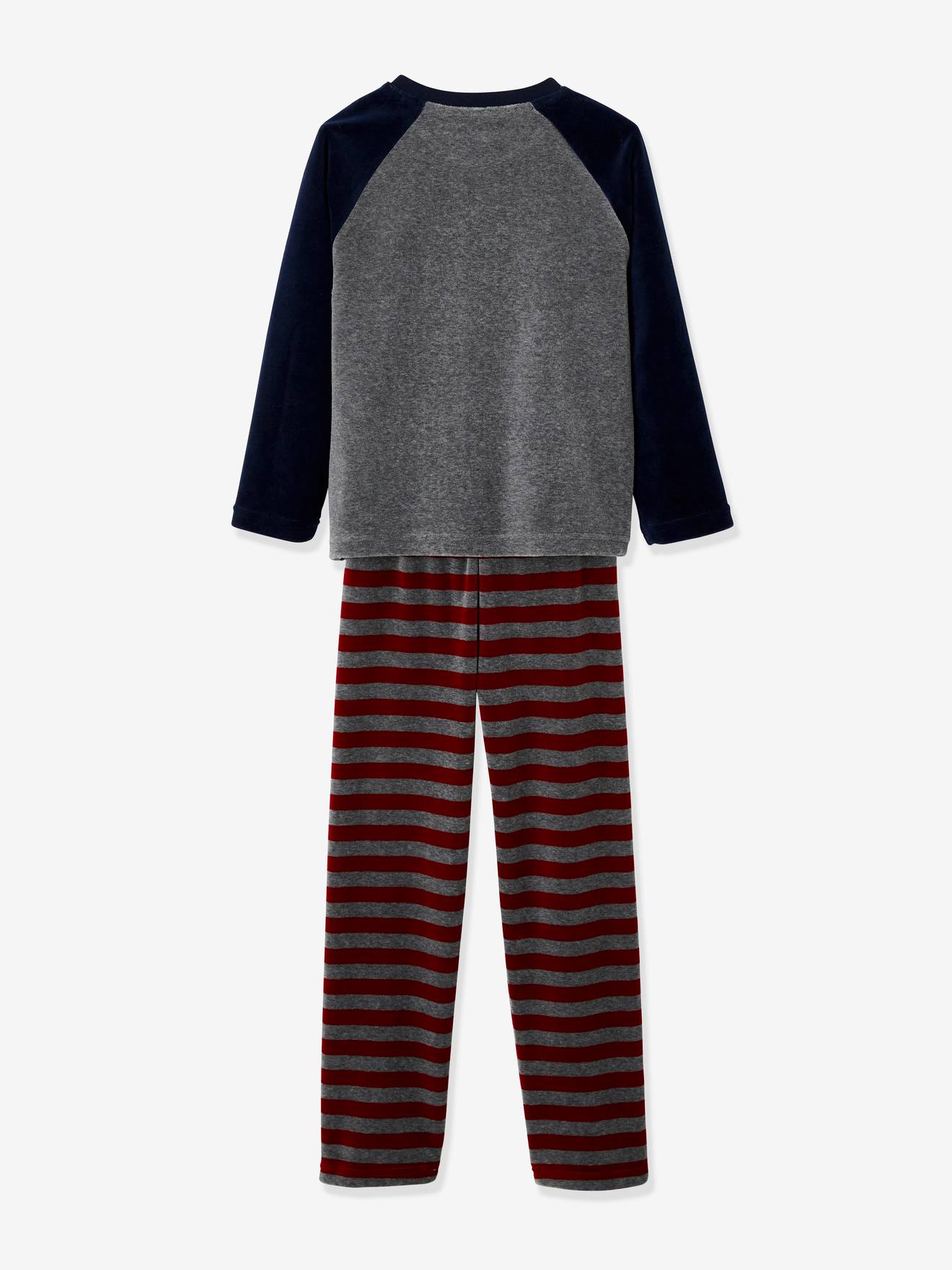 Lot de 2 pyjamas dragon en velours gris moyen chiné