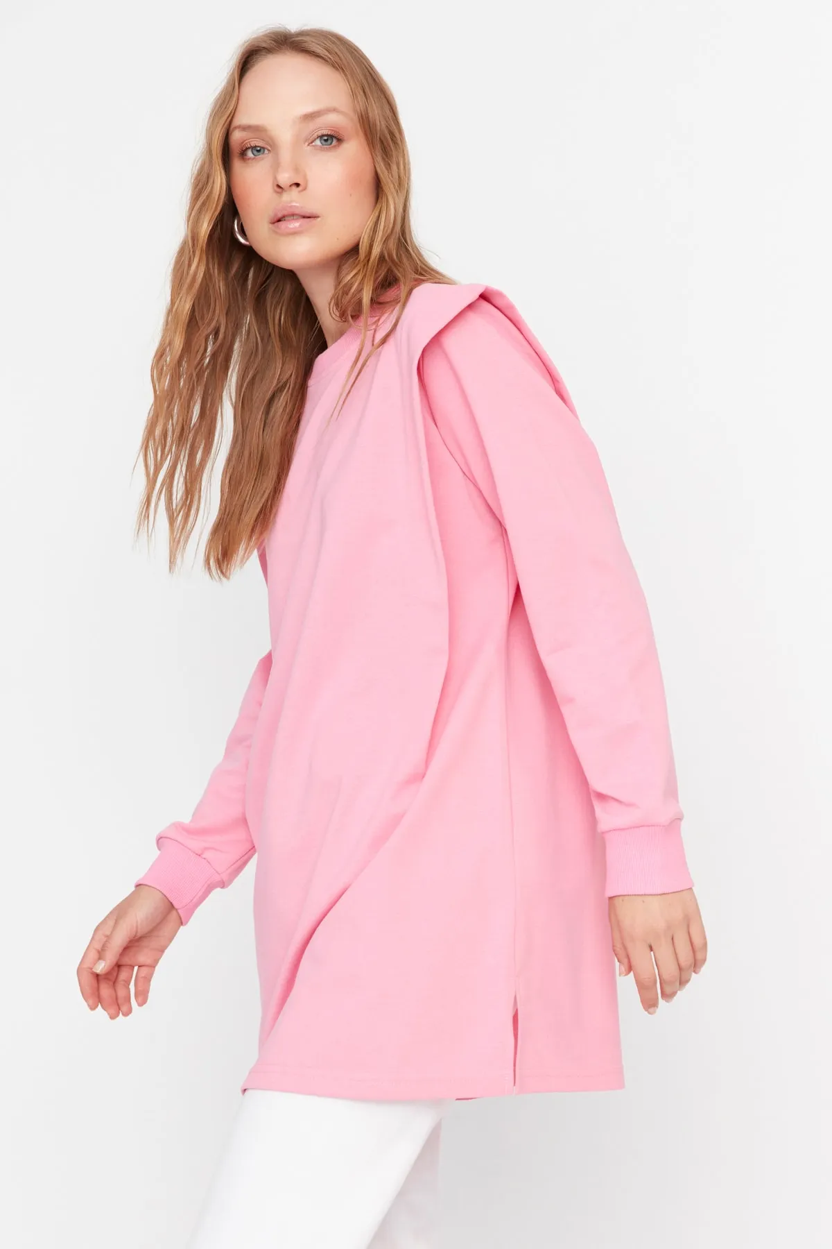 Trendyol Modest  Rosa gepolstertes Strick-Sweatshirt TCTAW23TW00250