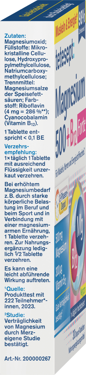 Magnesium 500 + B12 Depot Tabletten 30 St, 42,8 g