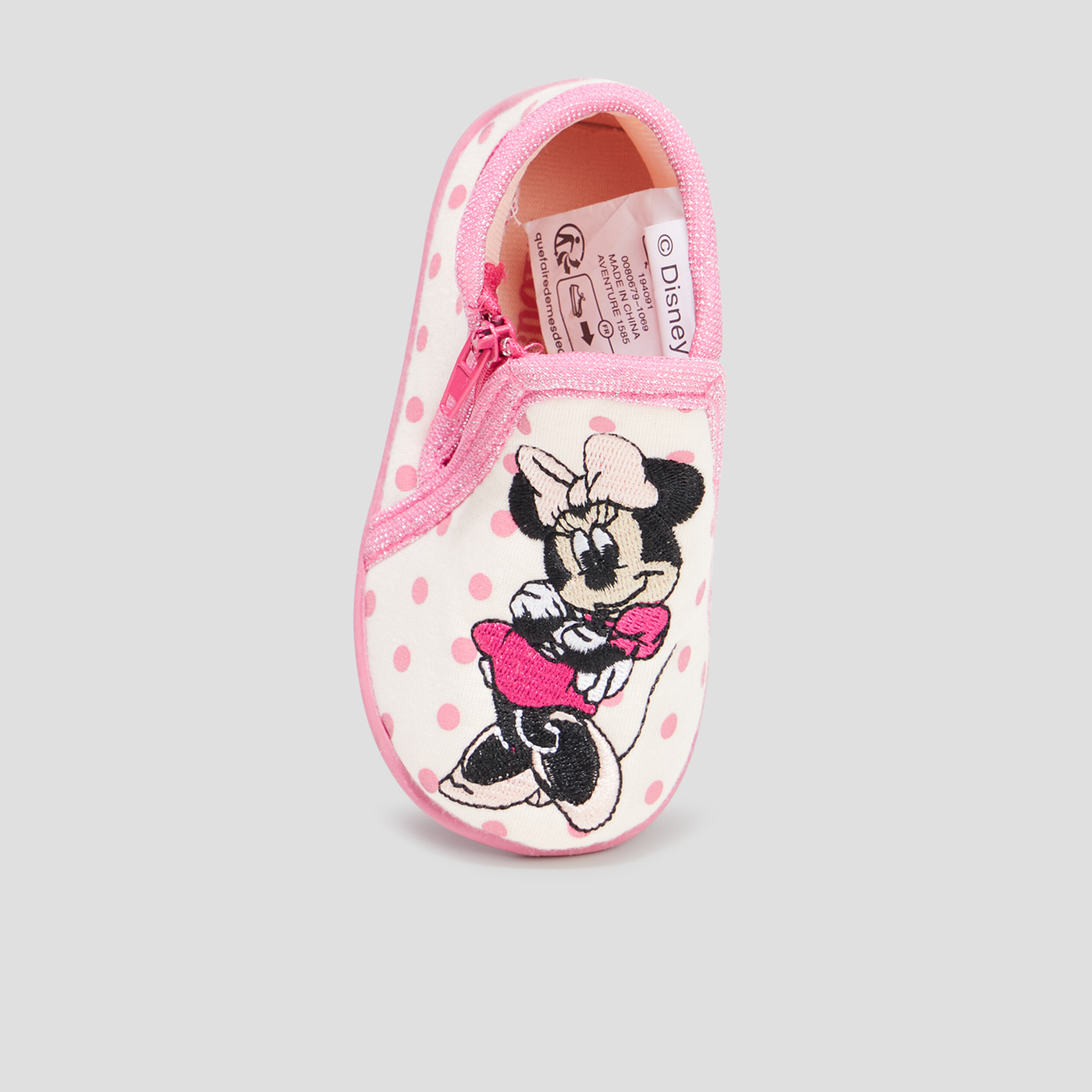 Chaussons bottillons zippés Minnie rose bébé fille | La Halle
