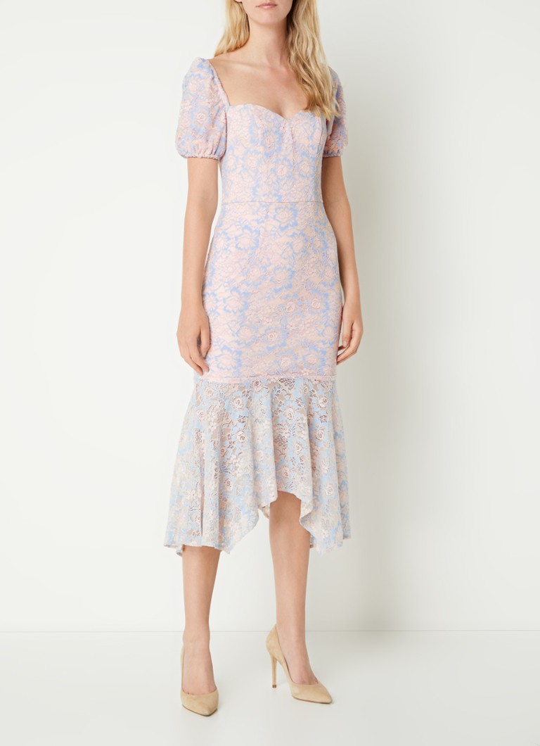 Chi Chi London Midikleid aus Spitze mit Puffärmeln