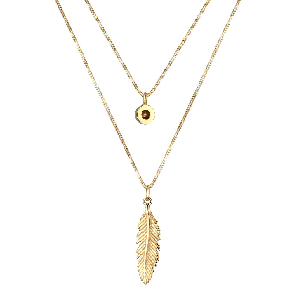 Elli Elli by Julie & Grace Collier Femme Plume Boho Festival avec Cristal en Argent St collier