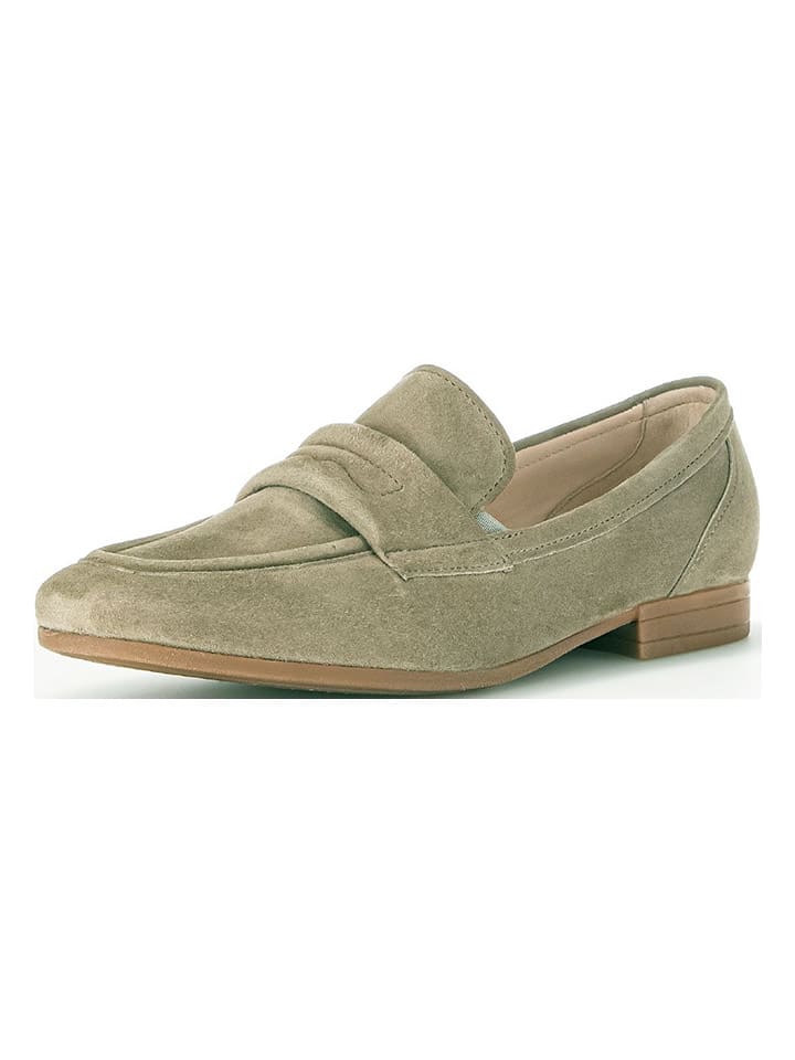 Gabor Leder-Slipper  in Khaki günstig kaufen