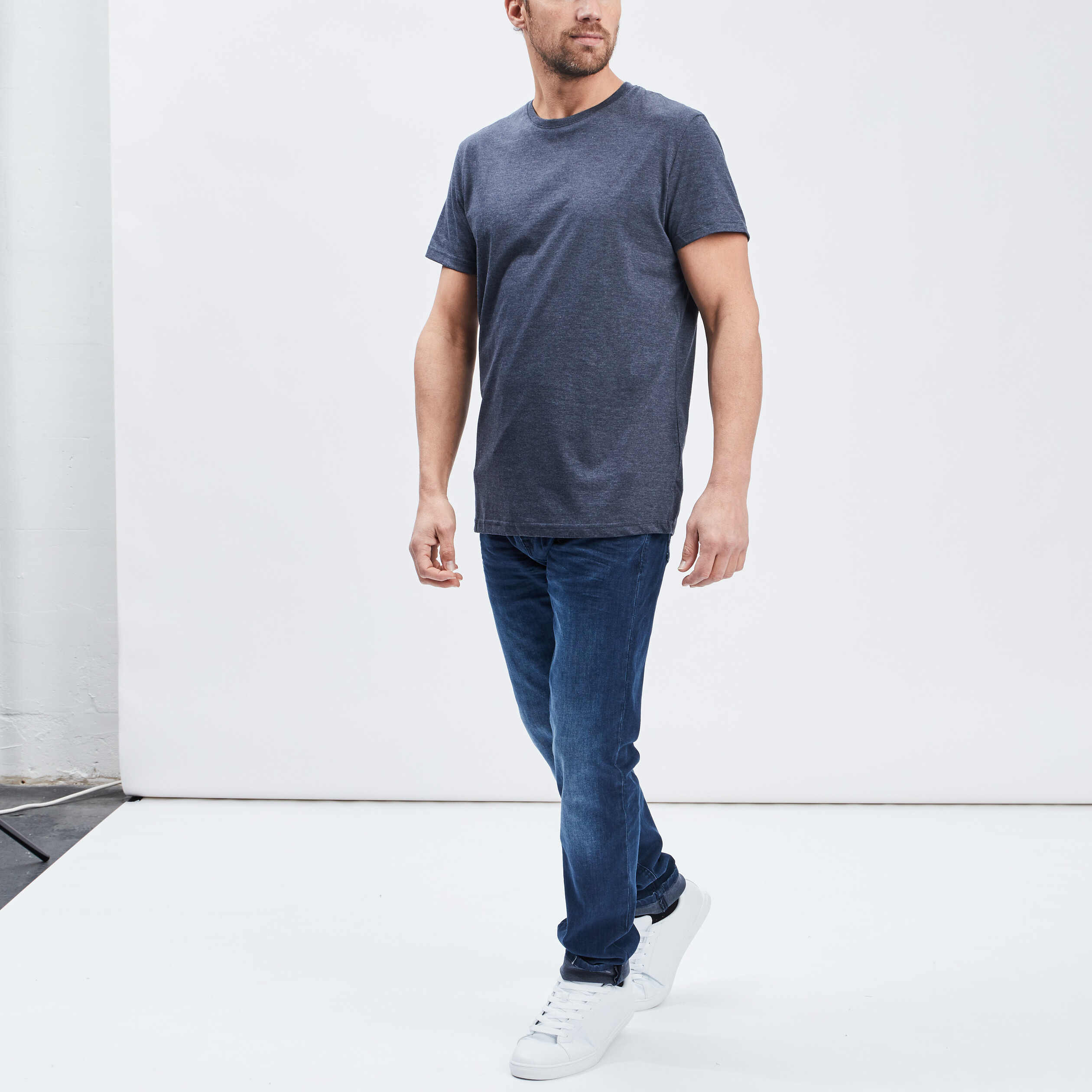 T-shirt droit manches courtes bleu homme | La Halle