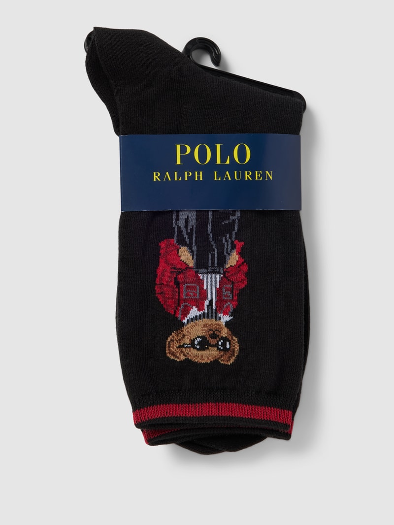 Socken mit Motiv und elastischen Rippenbündchen in schwarz