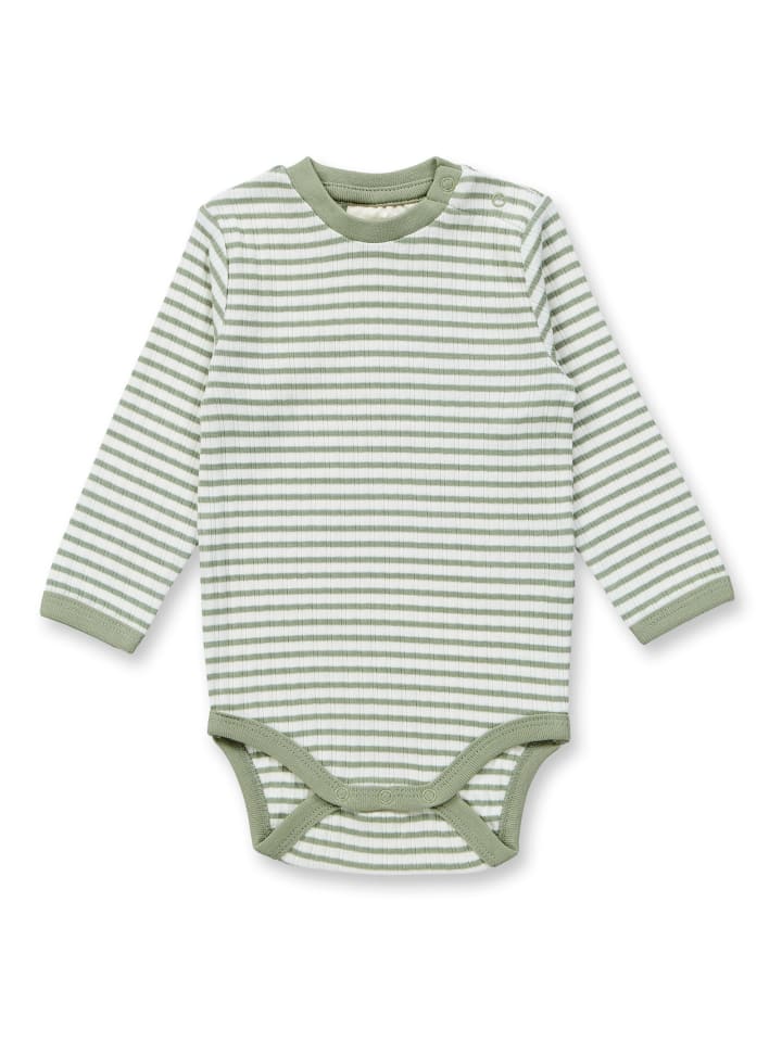 Sense Organics Bio Baby Langarmbody in Salbeigrün-Weiß, Modell YVON günstig kaufen