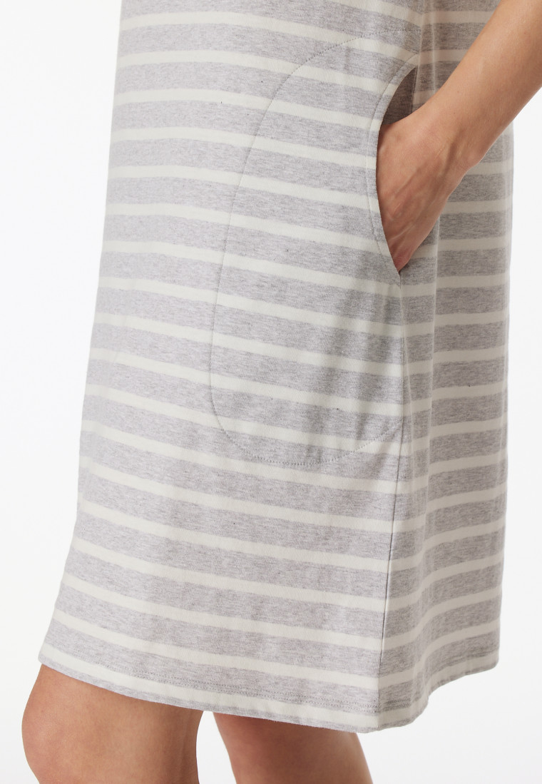 Sleepshirt kurzarm Streifen silbergrau-meliert - Casual Essentials
