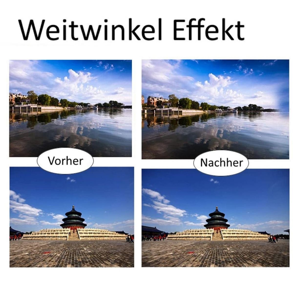 ZmdecQna 3-in-1 Universal Fischaugen- Weitwinkel- Makro-Clip-Kameraobjektiv-Set Fisheyeobjektiv