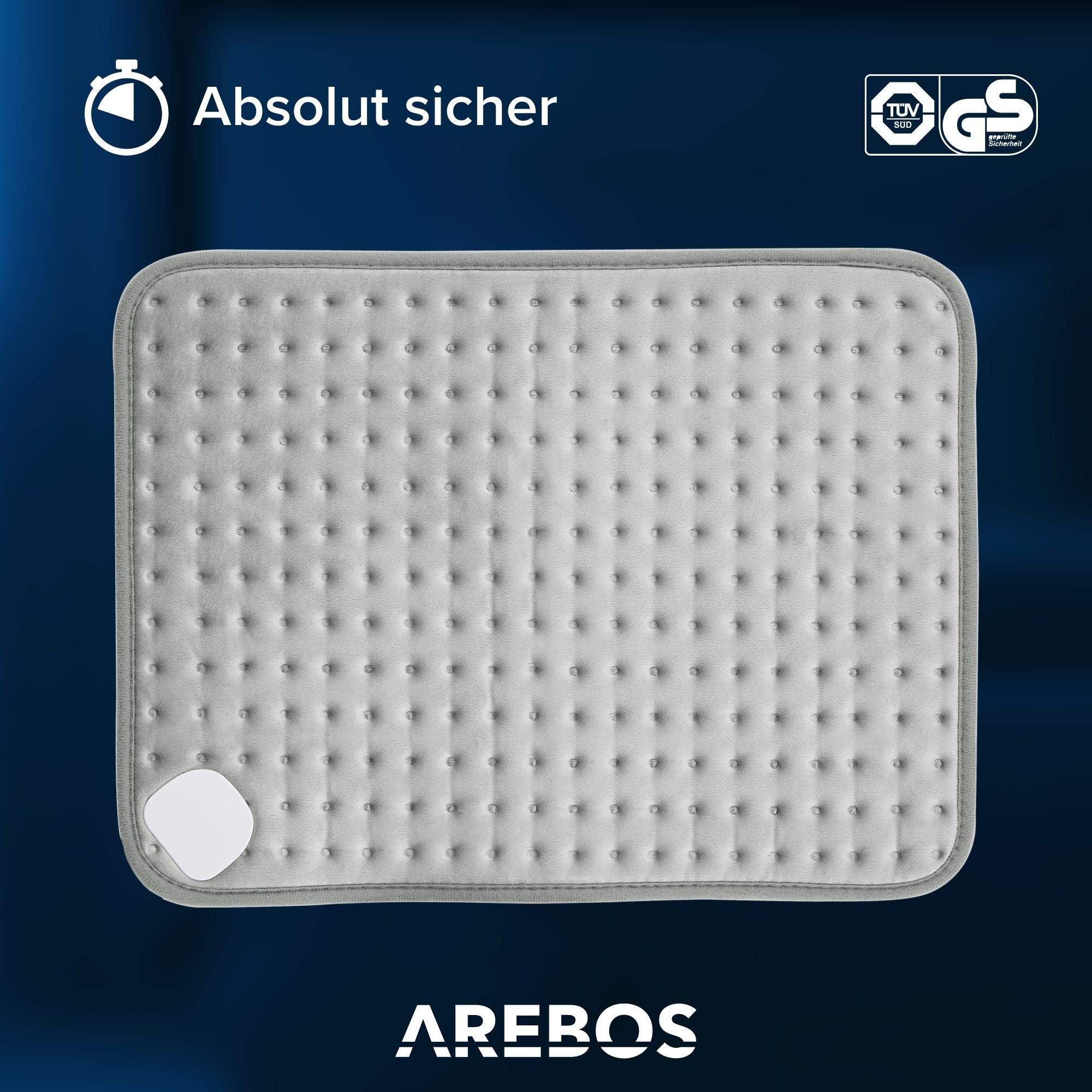 Arebos Heizkissen Wärmekissen, Schulter, Rückenheizung, 3 Grössen, Grau, Stück, Inkl. praktischer Aufbewahrungstasche