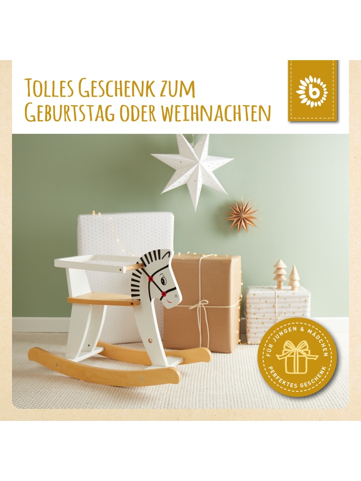 Bieco Spielwaren Schaukeltier aus Holz Zebra in Weiß günstig kaufen onesize
