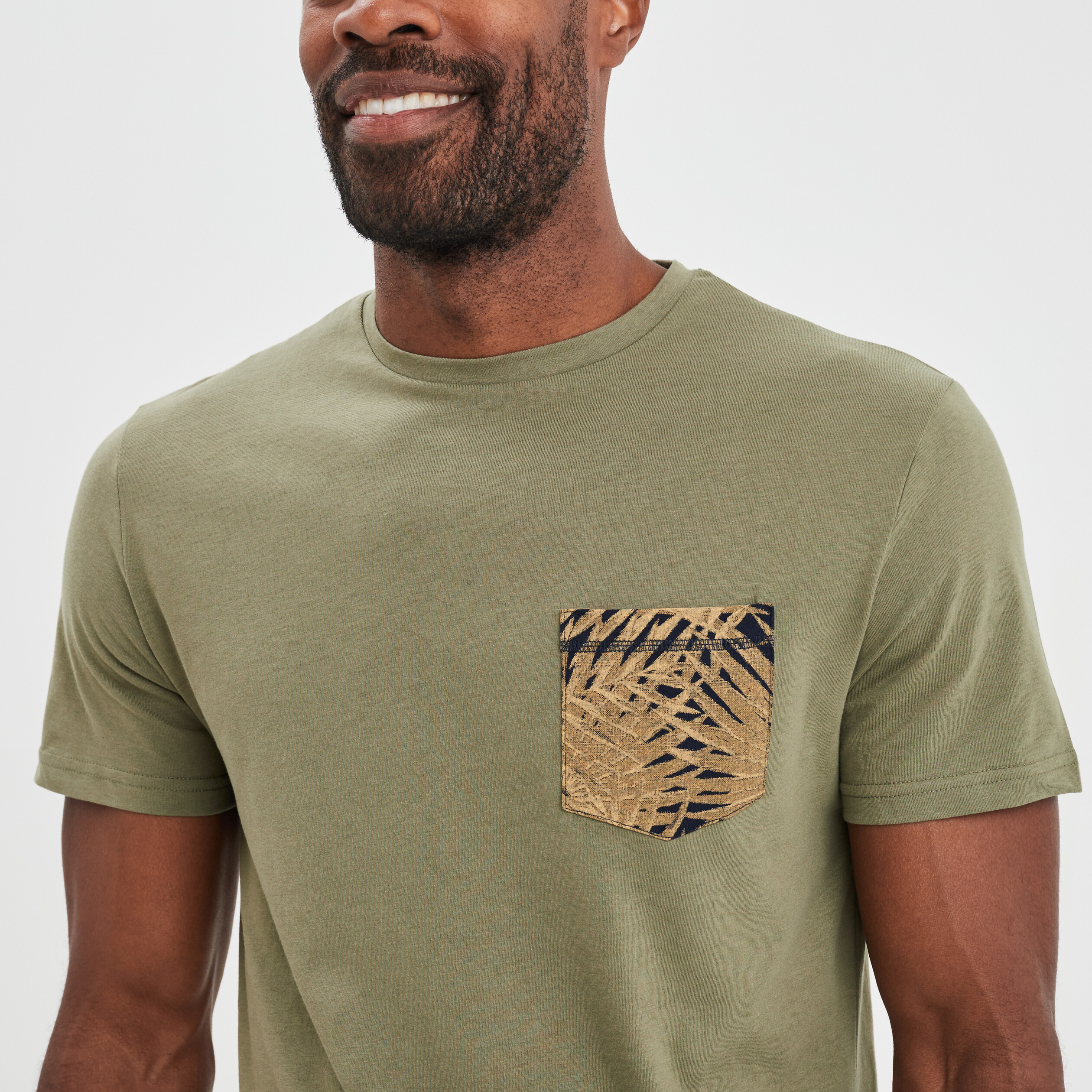 T-shirt manches courtes coton Creeks vert kaki homme | La Halle