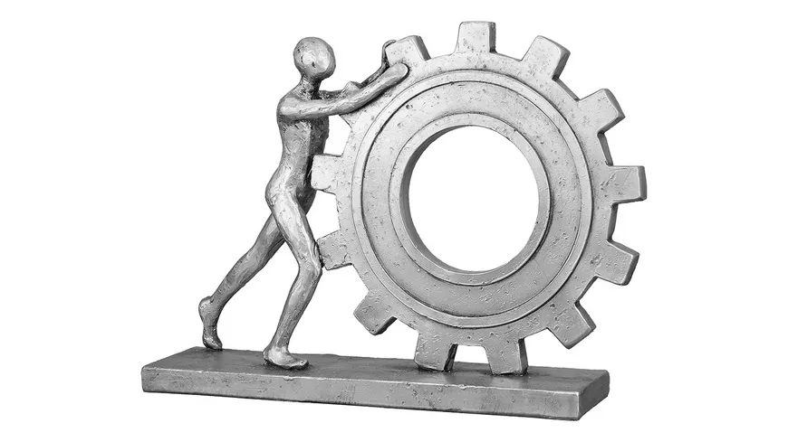 GILDE Poly Figur Zahnrad H=18cm silber
