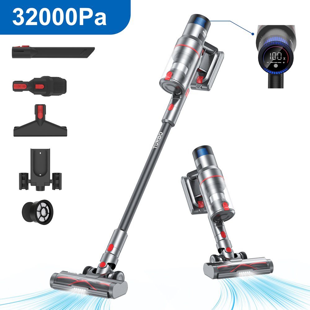 VISTEFLY Akku-Stielstaubsauger V15 Geeignet zur Reinigung von Tierhaaren, Teppichen und Hartböden, 500,00 W, beutellos, automatische Saugkraftregelung, 60 Minuten Laufzeit, 3 Saugmodi