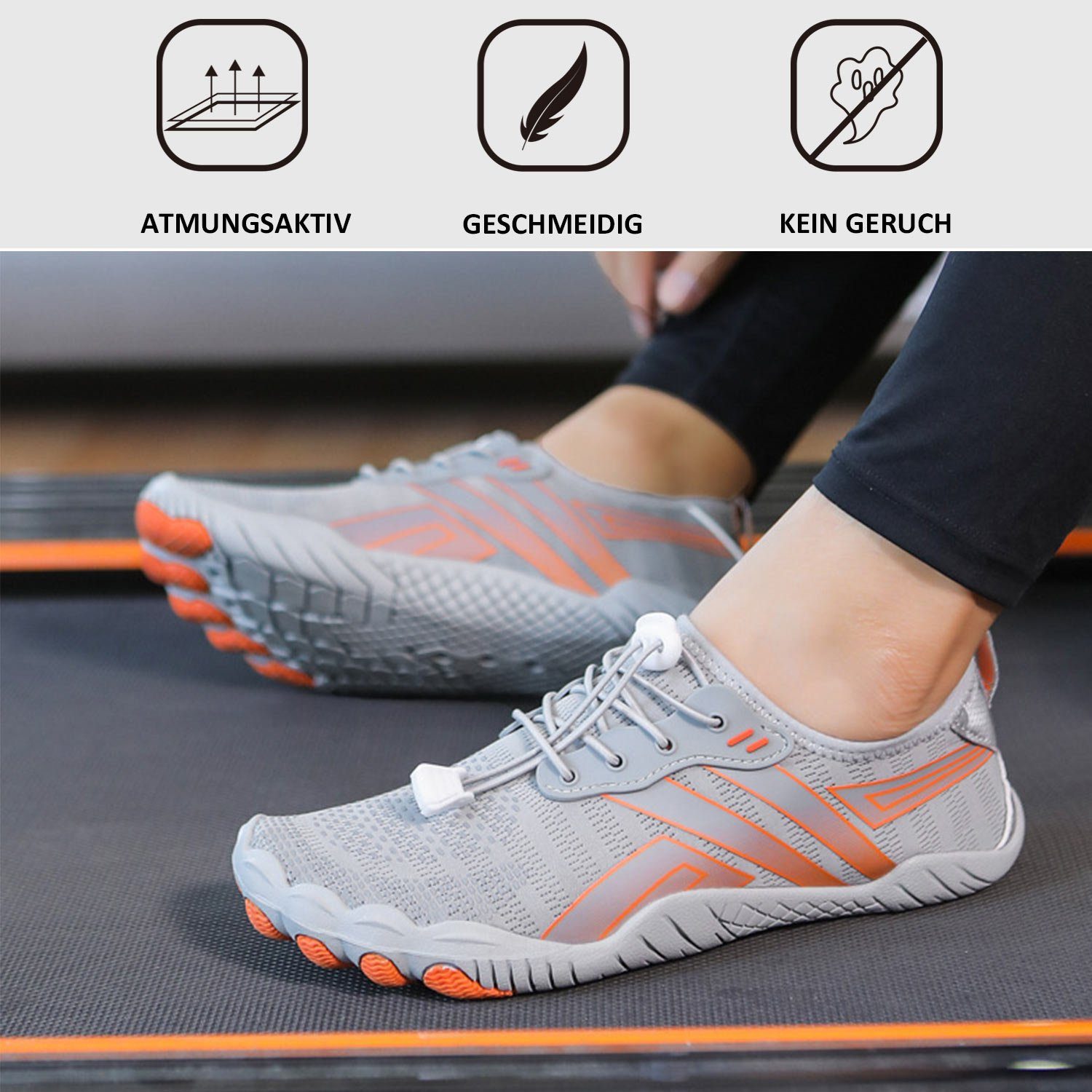 Daisred Damen Herren Barfußschuhe, Bequem Fitnessschuhe mit Weich Sohle Barfußschuh