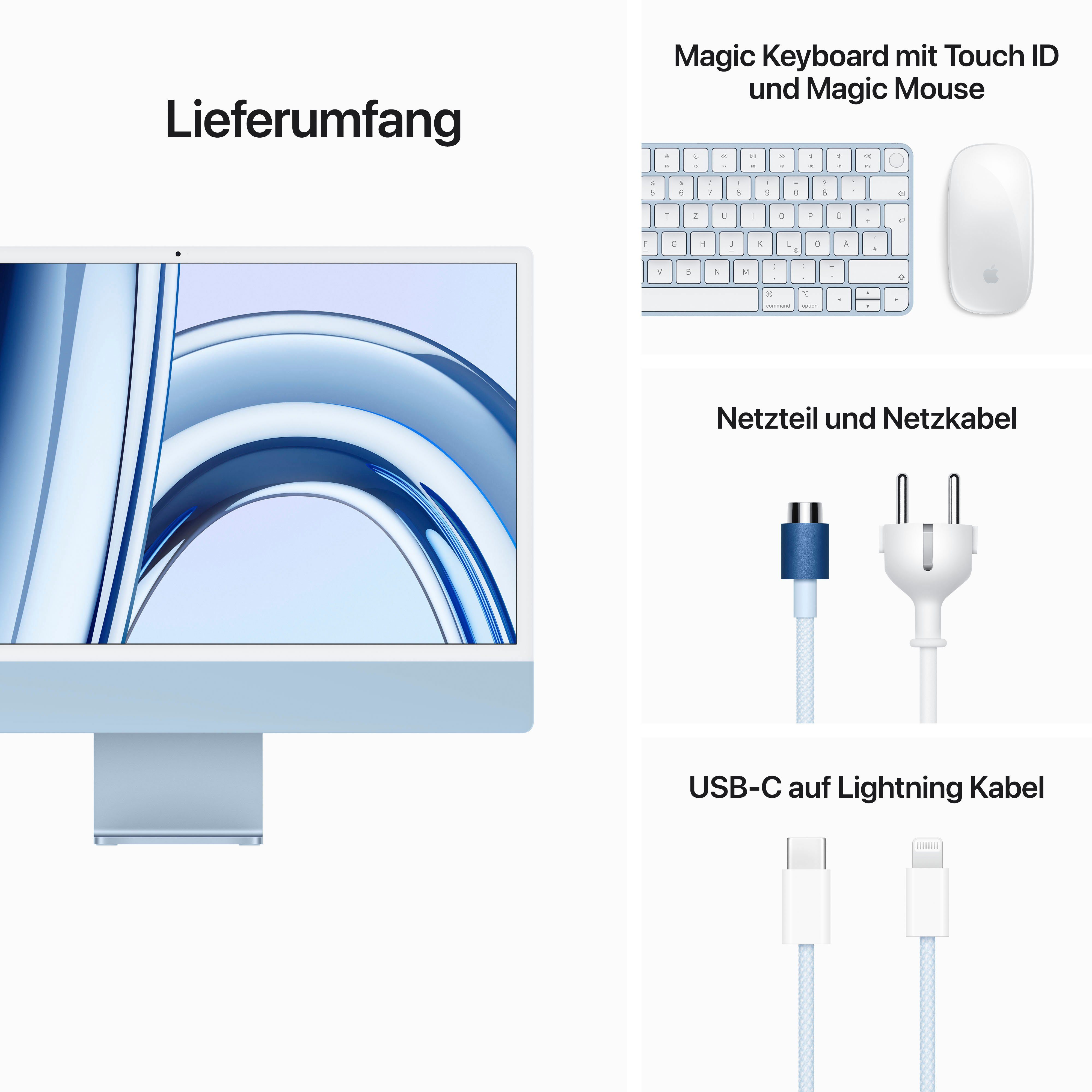 Apple iMac 24'' iMac (24 Zoll, Apple Apple M3 M3, 10-Core GPU, 8 GB RAM, 256 GB SSD)