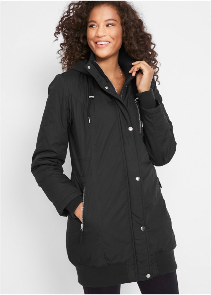 Longjacke mit Kapuze, wattiert