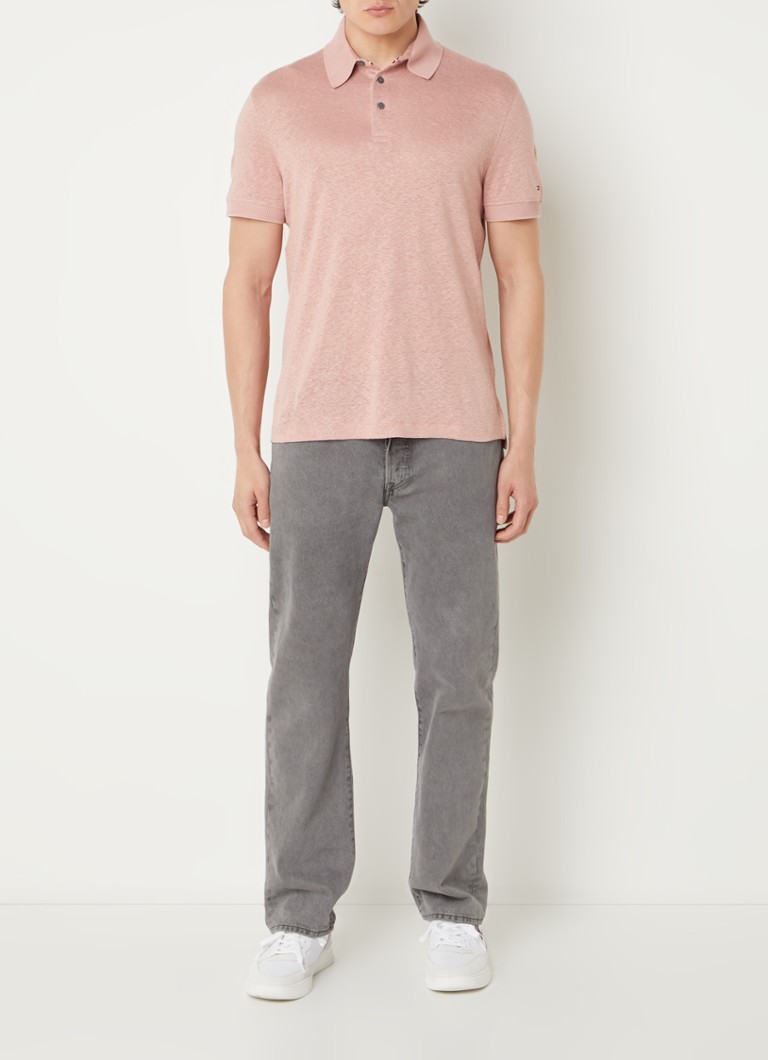 Polo Tommy Hilfiger DC de corte regular em mistura de linho