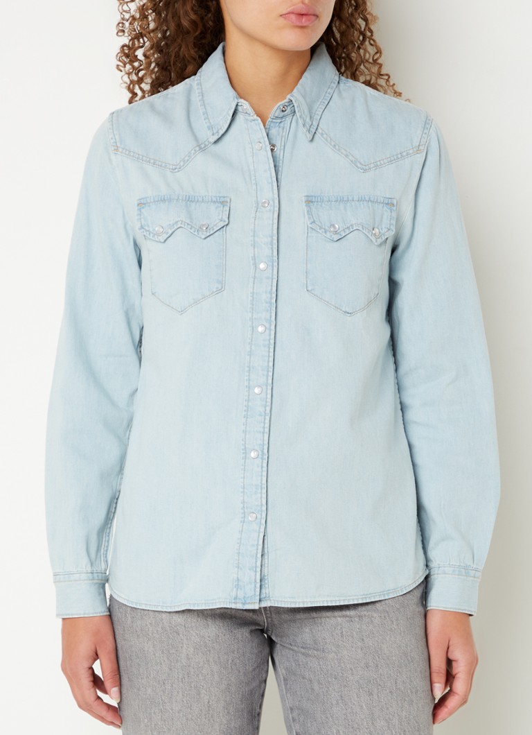 Benetton  Blouse van chambray met borstzakken