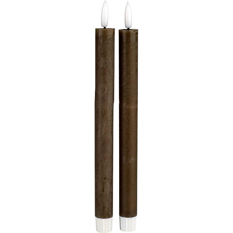 Vie Selected Kronelys 2-pk 24 cm LED timer varmgrå