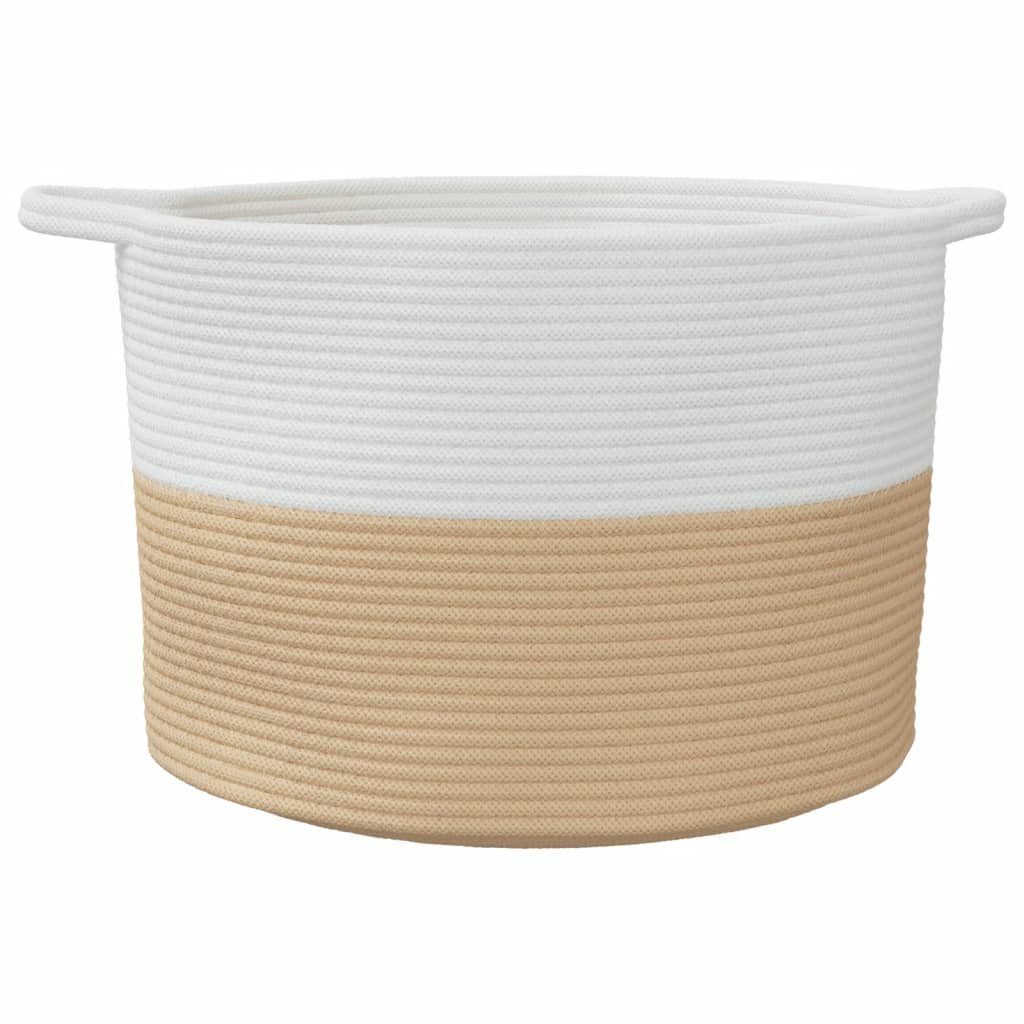 vidaXL Wäschekorb Wäschekorb Beige und Weiß Ø55x36 cm Baumwolle