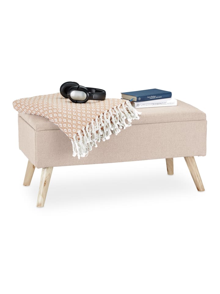 relaxdays Sitzbank in Beige - (B)79,5x (H)39,5 x (T)39,5 cm günstig kaufen onesize