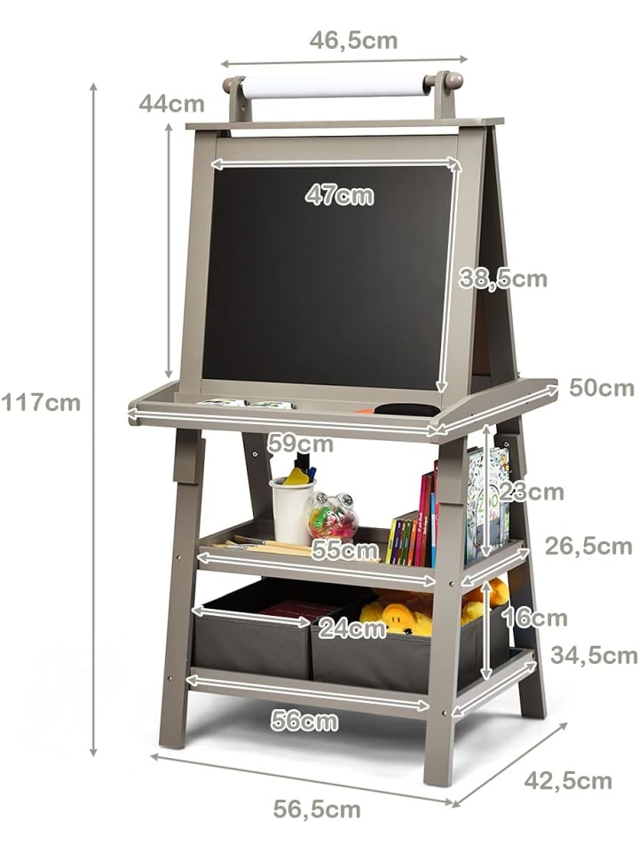 COSTWAY 3 in 1 Staffelei in Grau günstig kaufen 50 x 60 cm