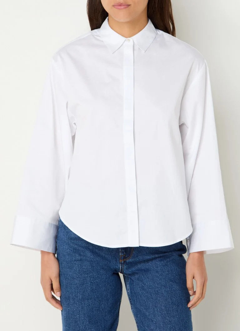 Selected Femme Jody blouse made of organic cotton with faux pearls