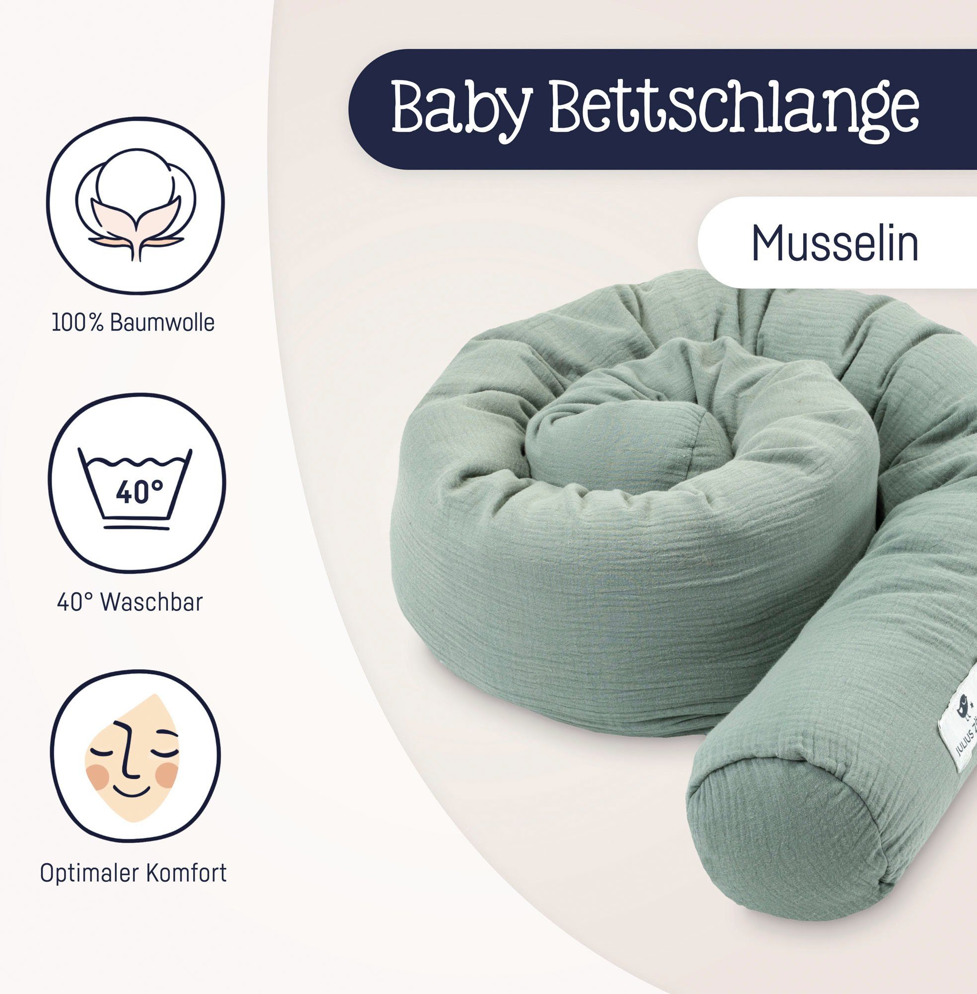 Julius Zöllner Nestchenschlange Musselin, grün, Made in Germany