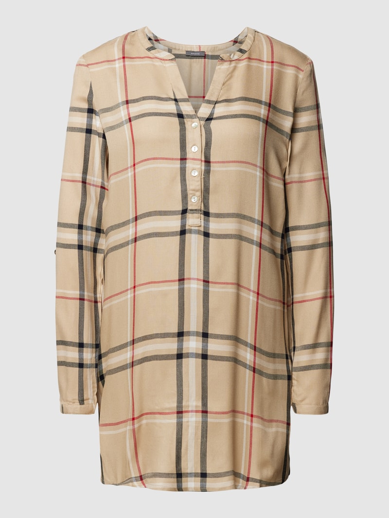 Bluse mit Tunikakragen in beige