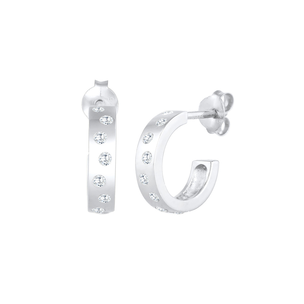Elli Elli Boucles d'Oreilles Femmes Creoles Mini Elegant Basic avec pierres de zirconi Boucles d'oreilles